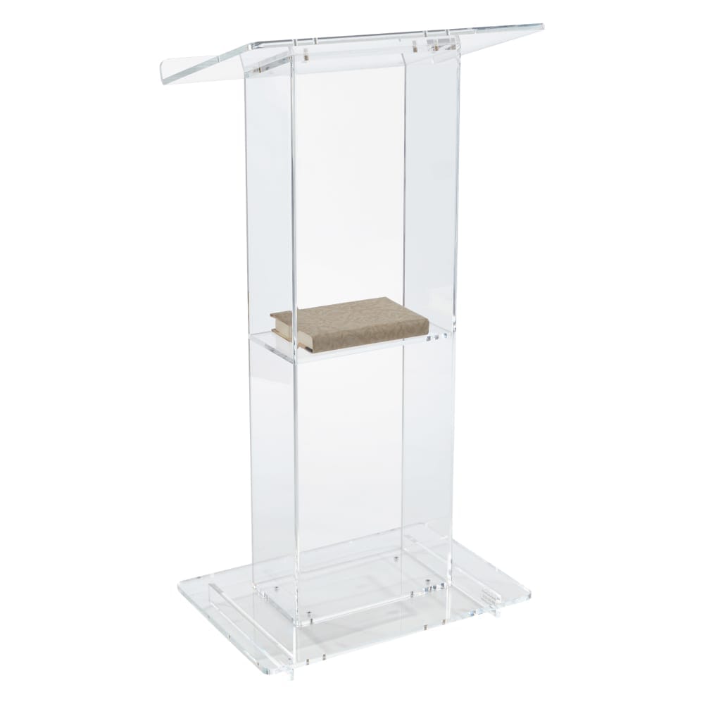 acrylic lectern with book on the shelf