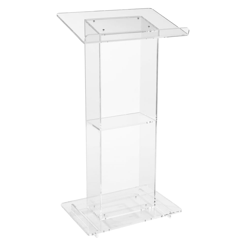 Acrylic lectern with book placed on shelf
