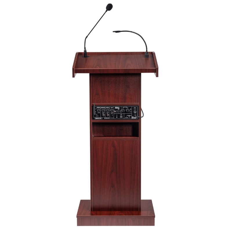 Oklahoma sound orator lectern with shelf and amplifier