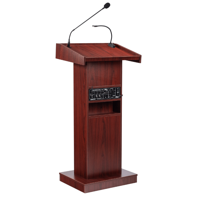 Back side of Oklahoma sound orator lectern