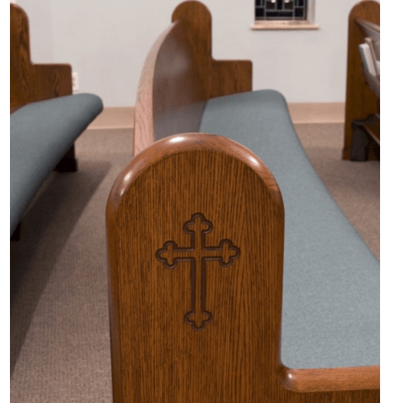 Radial Pews with wood back