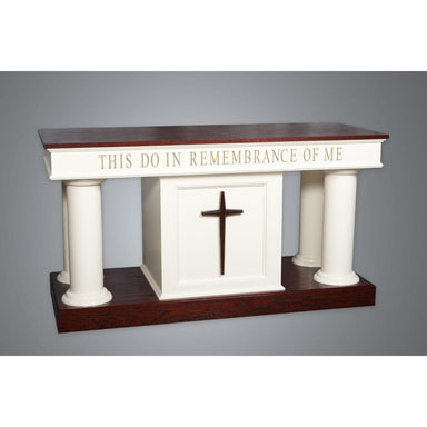 Trinity Open Column Communion Table #810- cross in the middle with four columns
