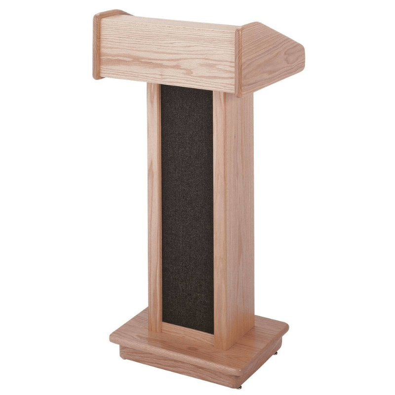 slim design portable podium in natural oak
