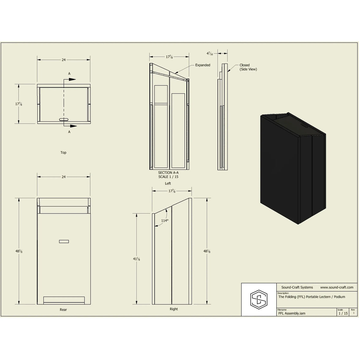 Foldable podium dimensions