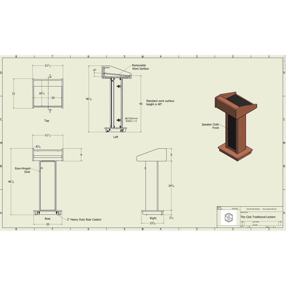 sound craft wood portable podium dimensions