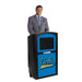 A man standing behind the Amplivox SW3253.