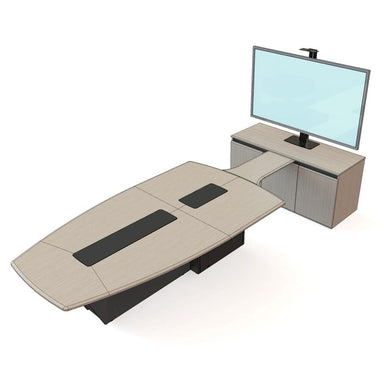 AVFI Modular Video Conference Table T3600 T3- Conference table with tv and mount on the end of it.