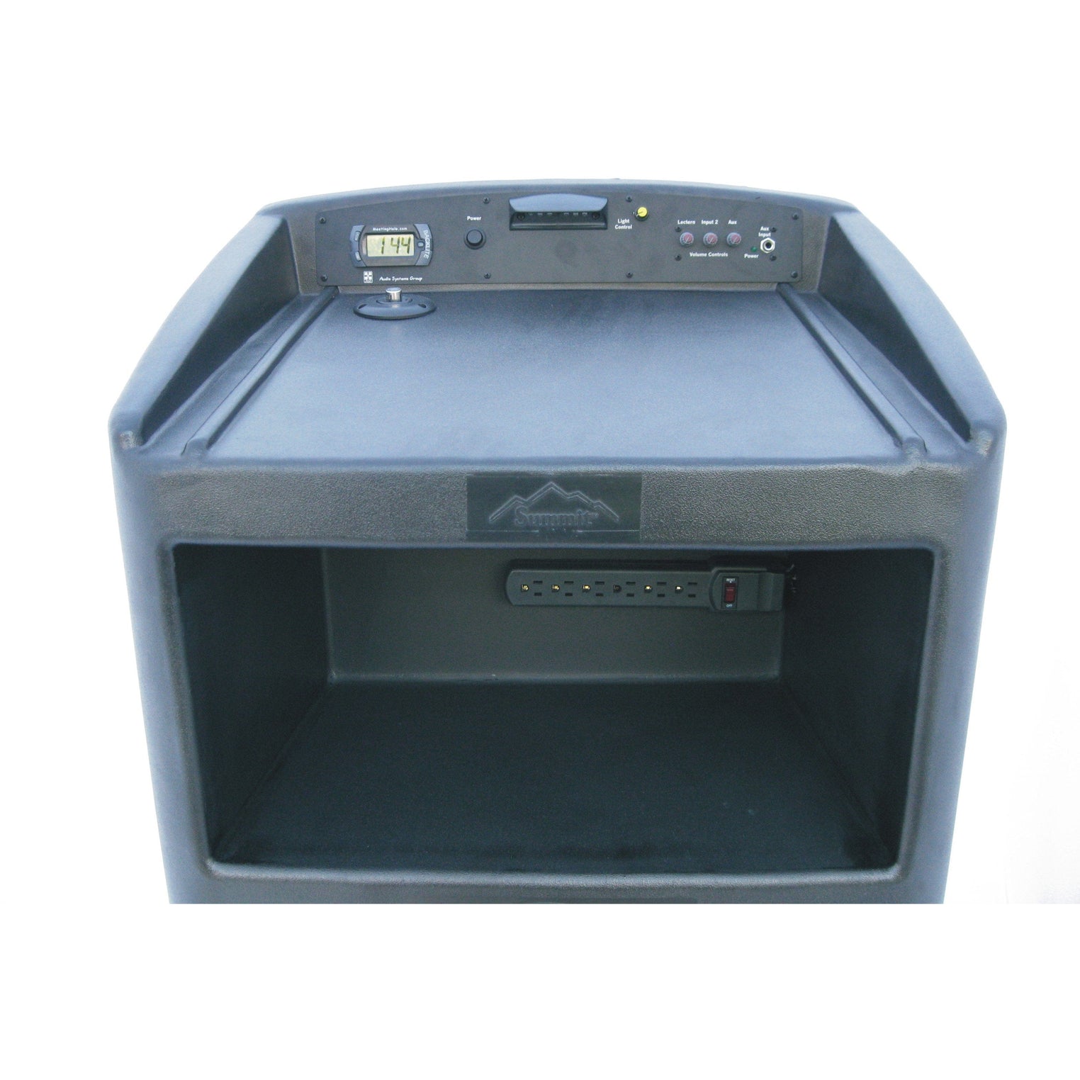 Top surface of portable podium accent presenter