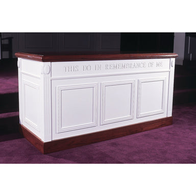 Colonial Closed Communion Table TCT-605 - white communion table with wood color top and base