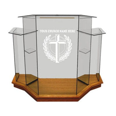 Winged Glass Pulpit NC1 -  This glass pulpit would look great in any house of worship.  Wide work surface, plenty of space, every pastor's dream.