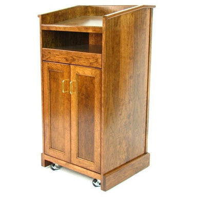 Executive Wood The Collegiate Hardwood Lectern- Wooden podium with wheels that can be moved with ease from place to place