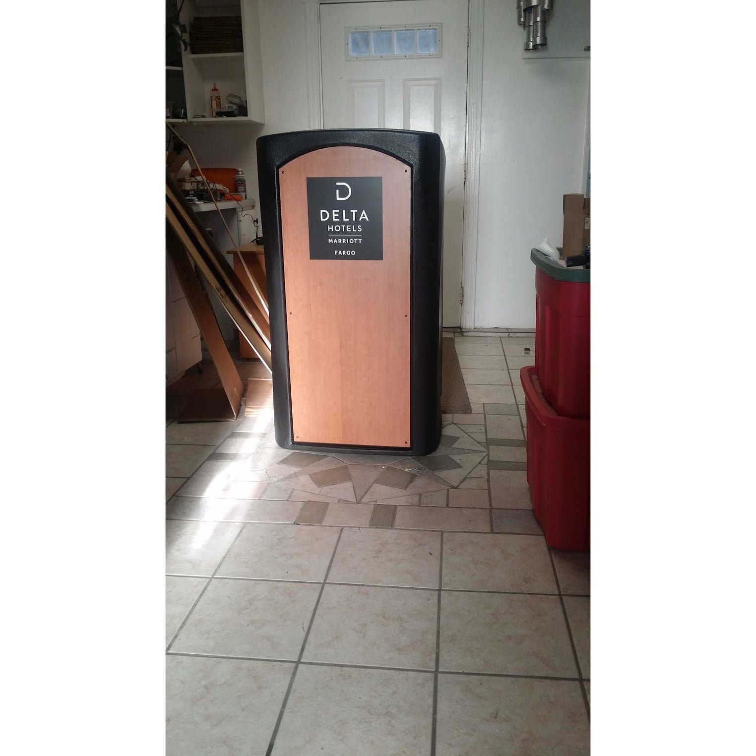 Classic Chameleon portable podium with delta hotels logo