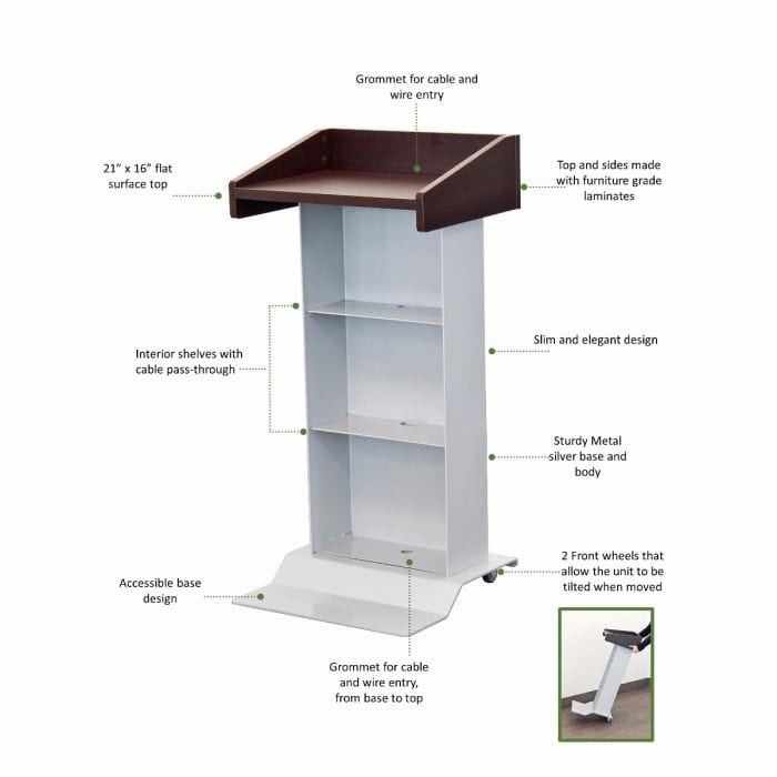 Modern Mobile Lectern AVFI LEXYZ27 — Podium Stage