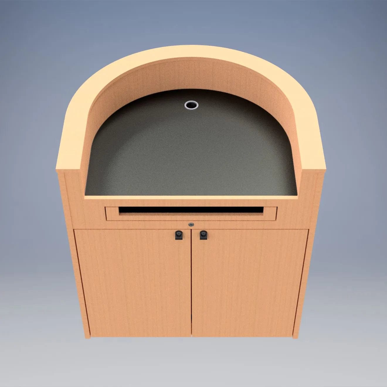 Branded Rounded Lectern Soundcraft Systems Round Wood Lectern The President — Podium Stage