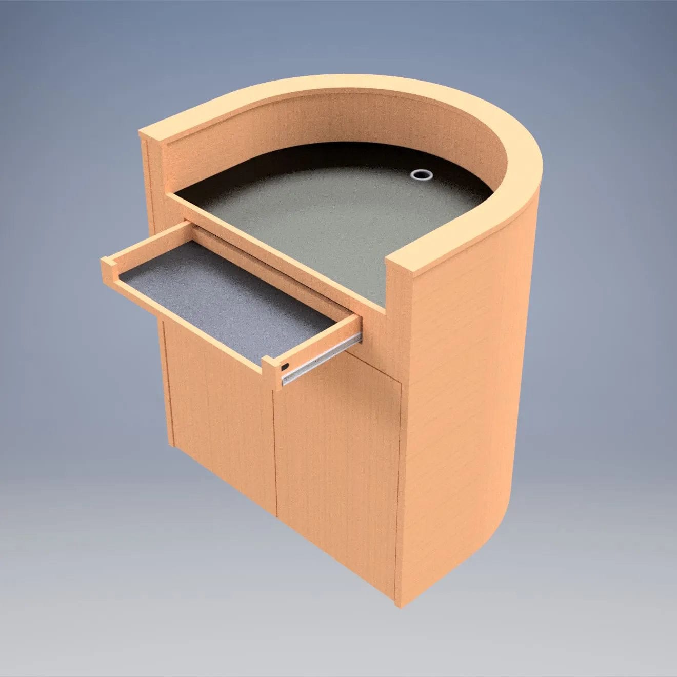 Branded Rounded Lectern Soundcraft Systems Round Wood Lectern The President — Podium Stage
